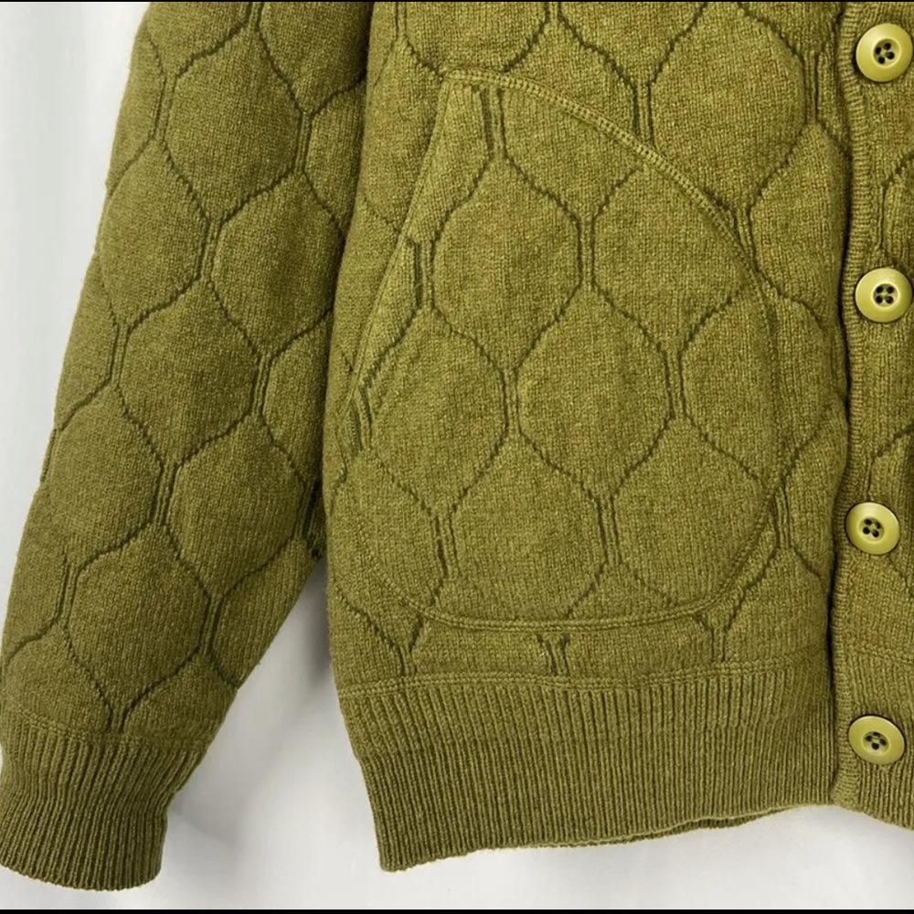 BEAMS Plus Japan Military Quilted Jacket Liner-Style Knit Cardigan Men’s S NWOT - Picture 2 of 6